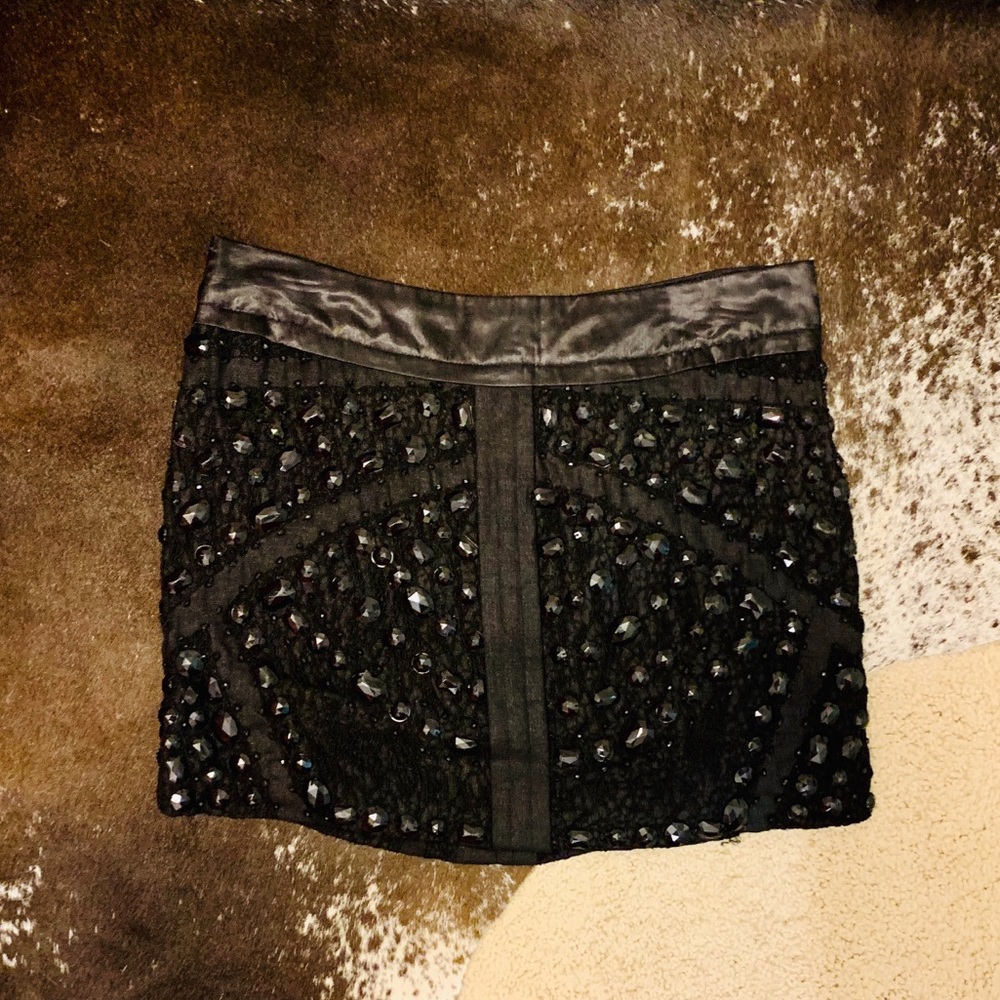 Black rhinestone mini skirt